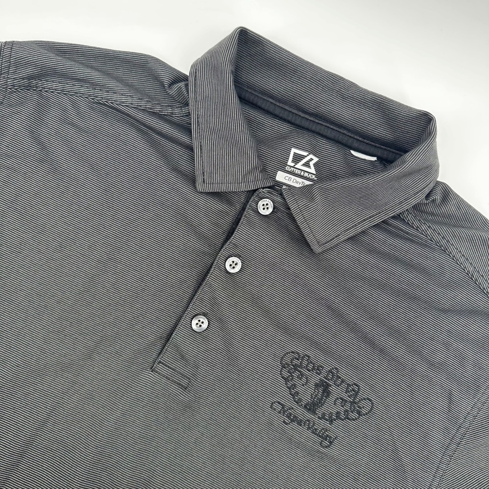Cutter & Buck Men's Polo Golf Shirt CB DryTec Striped Napa Valley Large